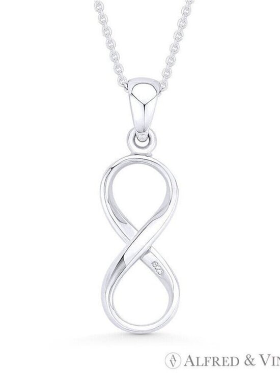 Infinity Symbol / Figure 8 Charm Pendant in .925 Sterling Silver - Picture 1 of 1